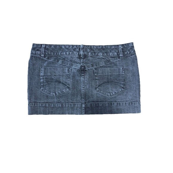 Y2K Low Rise Micro Mini Skirt Black Faded Denim Decree Size 11 Brat Baddie - Picture 2 of 8